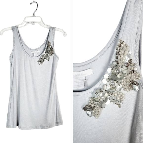 Charlotte Russe Y2K tank top with floral sequin - Picture 1 of 6